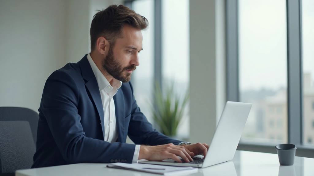 Профессиональное рабочее пространство с организованными материалами и ноутбуком