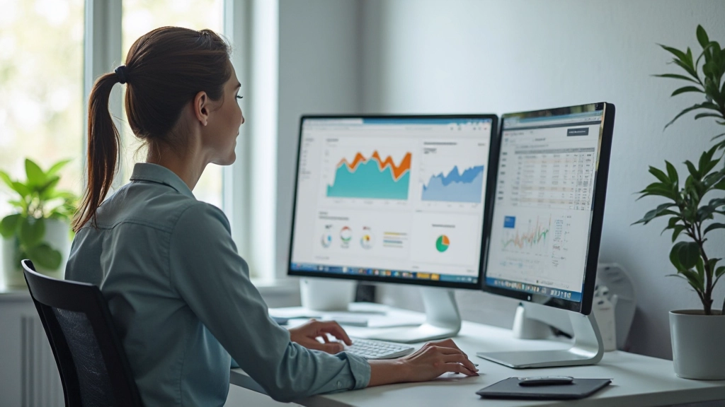 Профессиональное рабочее место маркетолога с ноутбуком и аналитикой